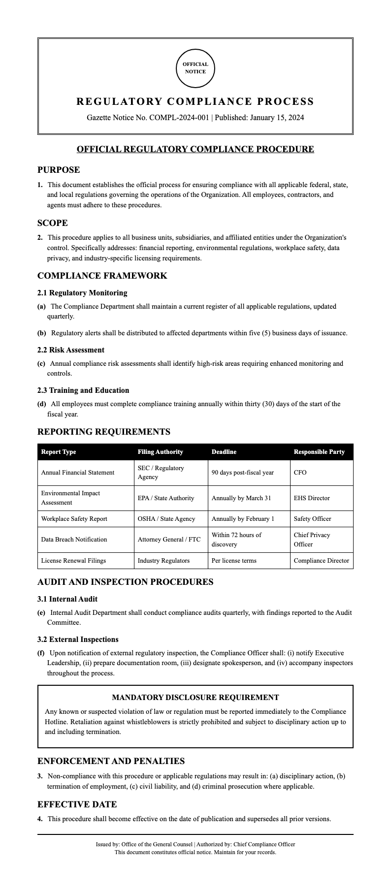 Government gazette process document